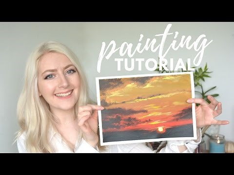 PAINTING TUTORIAL Acrylic Sunset & Blending Techniques | Katie Jobling Art