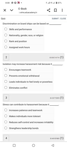 Discrimination on board ships can be based on __.    Skills and... | Filo