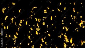 Golden confetti falling down. Gold Confetti Falling Background 4k. Seamless loop - with Alpha Channel and Chroma Key , Green screen . 4K , Ultra HD ...