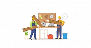 Download Character repairs home furniture. Professional Repairman. Flat graphic animated cartoon for free