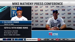 Matheny on what he thought when Salvy hit his second homer of the game: "I don't know why we're surprised at anything he does right now. He's just in such a good place with his swing. Even watching his work, he just looks different." | FanDuel Sports Network Kansas City