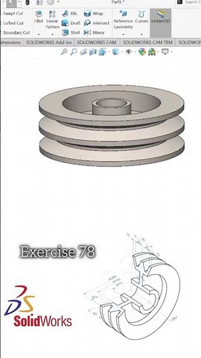 Double belt pulley design in Solidworks||Pulley in Autocad tutorial#shorts #solidworks #cad #3d
