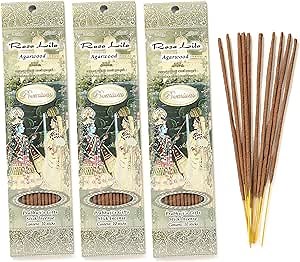 Prabhuji's Gifts Rasa Lila Hand-Rolled Incense Stick - Spiritual Incense Aromatic Sticks - for Meditation, Yoga, Relaxation, & Aromatherapy - Premium Incense - Agarwood - 3 Packs of 10 Sticks
