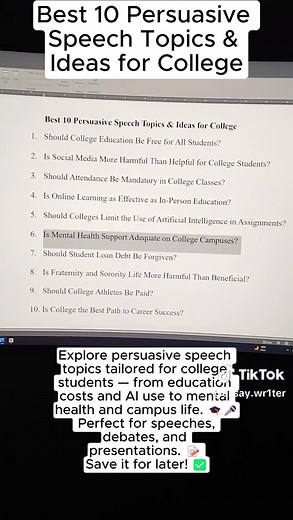 Top 10 Persuasive Speech Ideas for College Students