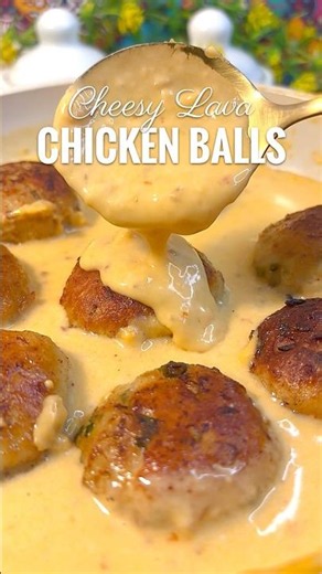 Cheesy Lava Chicken Balls 🤤🧀 | Crispy Outside, Gooey Cheese Inside | Easy Chicken Recipe #shorts