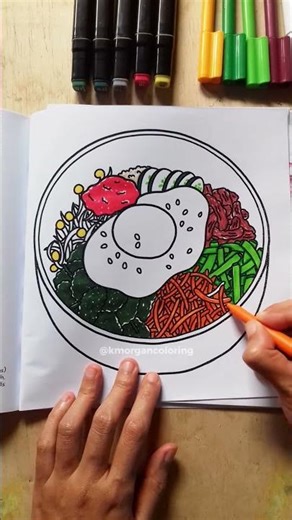 Color a Cozy Bibimbap Bowl 🍲✨ Korean Food Art #shorts