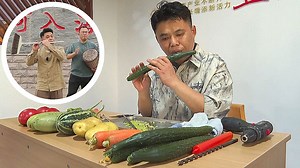 Chinese man turns everyday objects into musical instruments – including vegetables