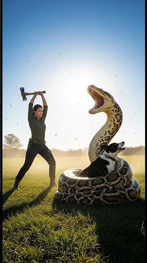 Unbelievable Rescue! Woman Fights Giant Snake to Save Her Dog