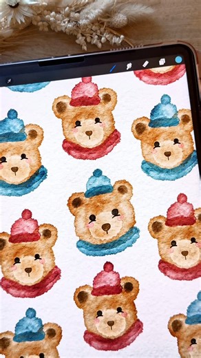 Brush with Bree | Procreate Brushes & Digital Art on Instagram: "Learn how to draw an easy teddy bear on procreate with the quick and easy beginner digital art procreate tutorial 🧸🧸 Watch me draw a winter teddy bear using our realistic watercolour brushes set for procreate which are perfect for digital artists, procreate beginners, and those looking for professional, realistic brushes, natural watercolor texture, and easy digital drawing for your ipad. What im using: 🎨 the watercolour brushes