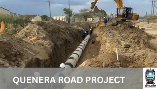 #roadseastlondon QUENERA ROAD PROJECT UNDERWAY There is progress on the site of the Quenera road project which was launched on 12 May 2025 in Gonubie, East London. The R100 million road project will see the Quenera Lagoon Access Road upgraded from gravel to an asphalt surface. The upgrade will provide residents with high quality and safe access from the Gonubie Main Road to and From Mzamomhle and sorrounding areas. Phase one of the project will include sidewalks, street lights, and stormwater in