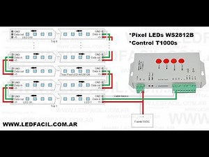 LedEdit 2020 + Pixel LEDs WS2812B + T1000s + Esquema