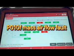 Ford p010f Mass air flow fault. Diagnosed fault. Thinkcar Diagnostic tool and smoke test