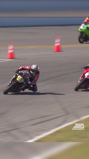 Daytona 200 competitors Richie Escalante and Josh Herrin were battling for the lead when Herrin saw a place to overtake Escalante on the inside. The pass resulted in Escalante sliding off the track and out of the race. Weigh in on what you thought of the move. Daytona International Speedway | MotoAmerica