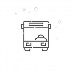 Bus Front View Vector Line Icon, Symbol, Pictogramm, Sign. Licht...