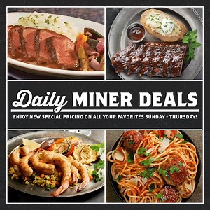 Introducing our NEW! TAKE OUT Daily Miner's Deals! 🍝🥩🍛 Special pricing on select dinner item every Sunday-Thursday after 4pm. Call your local Claim Jumper today to find out what today's deal is! ☎️ | Claim Jumper Steakhouse & Bar