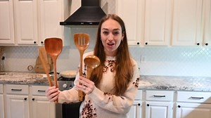 FJNATINH Wooden Ladle with Long Handle, Handmade Soup Ladle for Cooking Kitchen Cookware