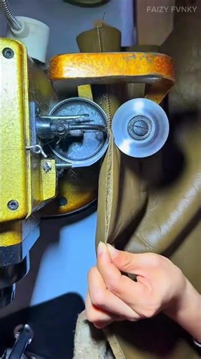 Sewing leather edges using a machine and manually thinning the material for craft