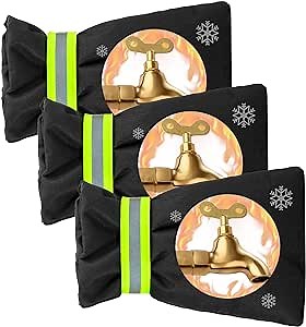 Outdoor Faucet Covers for Winter Freeze Protection, Waterproof Thickened Socks, Reusable Insulated Spigot Cover, 8.3" H x 5.9" W, 3 Pack Black