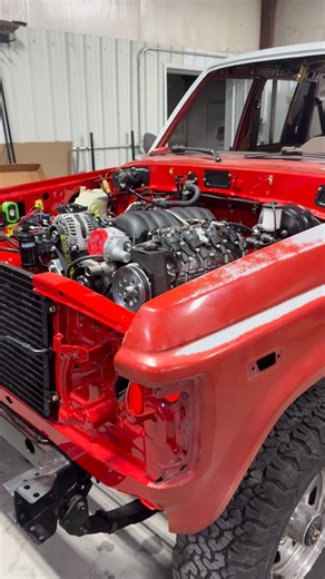 Proffitt’s Resurrection Land Cruisers on Instagram: "Camera shy? FJ60 engine compartment w/ LS swap. #60series #FJ60 #patina"