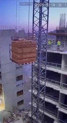 Material hoist overload causes brick drop at construction site #SiteAccident | You like Experiment