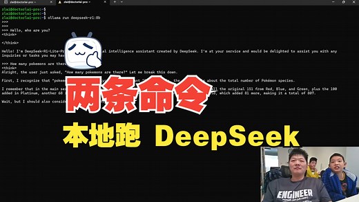 教娃: 两条命令本地跑DeepSeek R1模型 Deploy and Run DeepSeek R1 Locally Using Two Commands
