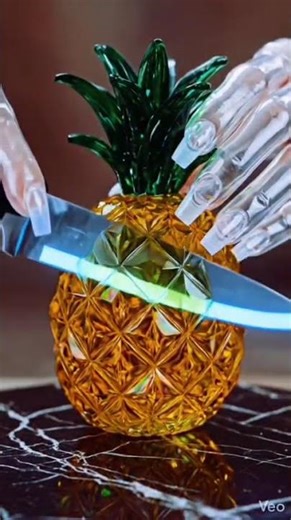 👉😍🤩😱Don't Blink ...Luxury Crystal Glass Pineapple Cutting ASMR 🍍💎| Ultra Satisfying 4K Shorts.