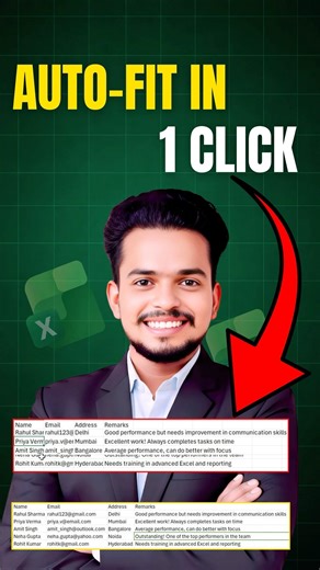 Auto Fit Column width In 1 Click In Excel 😱🔥 #excel #shorts #trendingshorts