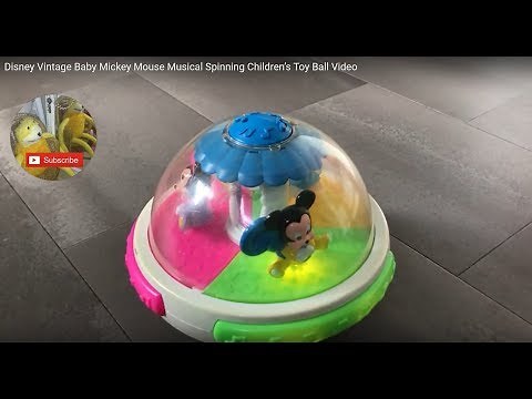 Disney Vintage Baby Mickey Mouse Musical Spinning Children’s Toy Ball Video