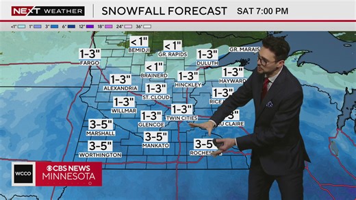 Areas of southern Minnesota could see up to 10 inches of snow Saturday