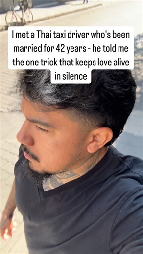 Eber Lakewood Barber on Instagram: "1. He drove the night shift in Bangkok— soft music, no small talk. I asked how you stay married four decades when most people can’t survive four years. He smiled: “We stopped talking to be understood. We talk to synchronize.” ���2.He meant it literally. Every evening before sleep, he and his wife sit on the floor back-to-back and breathe until their rhythm matches. No words, no rules-just two nervous systems looking for the same tempo. “When her breath slows,”