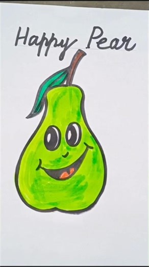 Happy Pear Drawing 🍐 Easy & Colorful Cute Fruit Art!#art #drawing #TinyArtTales