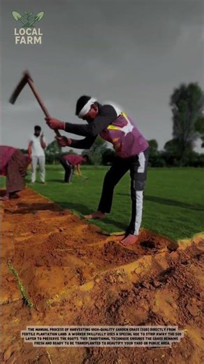 Amazing Manual Grass Cutting Technique | Traditional Sod Cutter in Action