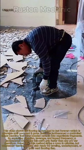 DIY Home Renovation Fastest Way to Remove Tile Flooring: Destroying Floor Tiles with a Jackhammer"