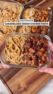 High Protein Caramelized Onion Chicken Pasta! Only 638 Calories!🧅🍗🍝#food #shorts #highproteinrecipes