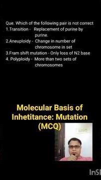 Mutation (Molecular Basis of Inheritance) : Genetics | Biology MCQ Practice | NEET Biology Class12th