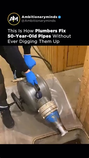 Mindset | Business | Motivation on Instagram: "Plumbers can restore a 50-year-old pipe without digging a single hole — and it feels like cheating the system. This method is called Cured-In-Place Pipe lining (CIPP), and it’s completely rewriting how underground plumbing gets repaired. Instead of ripping up floors, driveways, or entire streets, a flexible liner soaked in epoxy is fed directly into the damaged pipe. Once inside, it’s inflated to press tightly against the existing walls. Heat or UV 