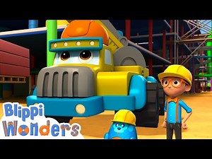 Blippi at the Construction Site | Blippi Wonders | Learn ABC 123 | Fun Cartoons | Moonbug Kids