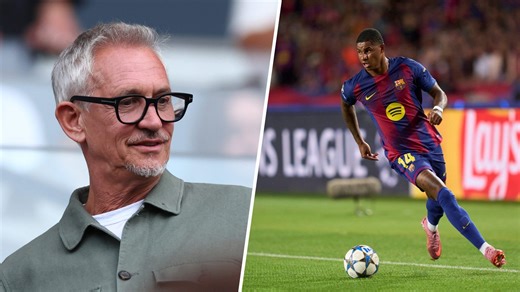 Gary Lineker reacts after watching Marcus Rashford's latest Champions League performance for Barcelona