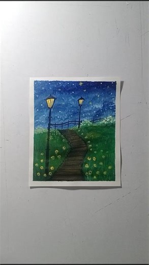 Night Street Light Painting | Acrylic Art Tutorial