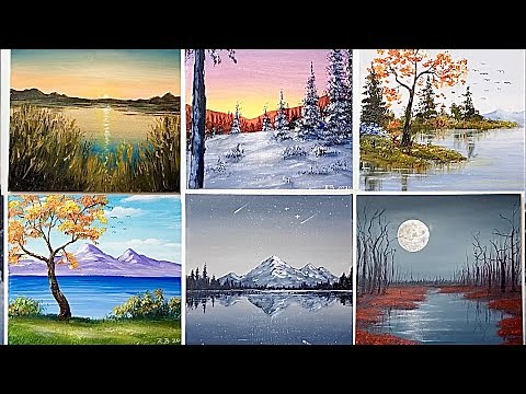 10 Easy Acrylic Painting for Beginners / Acrylic Painting 1 hours
