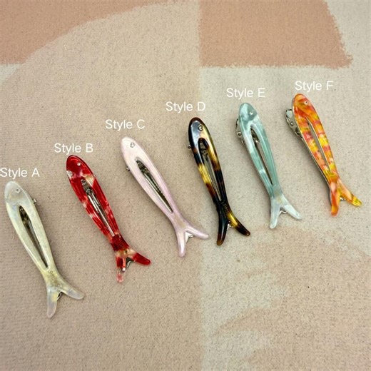 Minimalist Fish Hair Clips | Acetate Cutout Barrettes for Women | Tortoiseshell Hair Pin | Mermaidcore Ocean Aesthetic | Coastal Summer Hair - Etsy