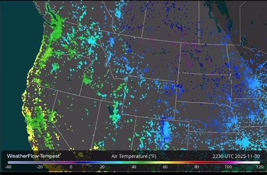 When a cold front dropped into northeastern Montana last week, it left behind a pocket of seriously cold air, and Tempest stations caught every detail. ❄️ Because cold air sinks, a shallow layer of frigid air settled into the valleys near Fort Peck Lake and the Milk & Missouri Rivers, while higher elevations stayed much warmer. Some Tempests even recorded temps below –10°F around 00Z. Once the wind kicked in, that cold layer mixed out and temperatures rebounded fast…a classic example of how loca