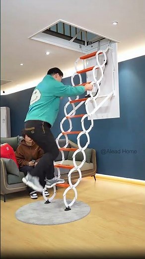 Check out our new smart retractable loft ladder! Space-saving design with one-touch remote control