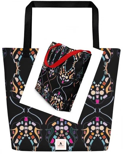 Vibrant Geometric Abstract Art All-Over Print Large Tote Bag – Premium Urban Carryall