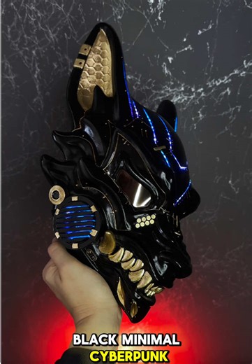 Cyberpunk Kitsune mask –!Black&Gold leaf 🖤 This Wolf mask features RGB lighting controlled from a smartphone and runs on a power bank, making it fully portable and easy to use. The inside features a comfortable soft padding, and built-in fans help make breathing easier during longer wear. If you're into cyberpunk masks, Kitsune masks, futuristic cosplay, or unique wearable art, you can find more of our work on our website: WorkshopRS.com 🔗 link is in the bio #cyberpunk #cyberpunkmask #kitsunem