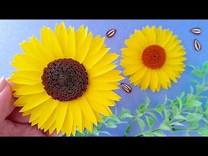 Sunflower.How to make paper flowers tutorial.Origami DIY.paper crafts