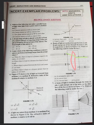 LIGHT : REFIECTION AND REFRACTION 1 / 71 NCERT EXEMPLAR PROBLEM... | Filo