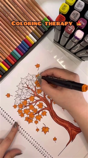 Autumn tree coloring 🍁Bringing fall to life, one leaf at a time .Subscribe for more relaxing art ✨