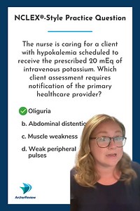 Happy Monday, Archer Review nurses! To kick off the week - here's our free NCLEX®-style practice question! Comment below with your answer, and let us know what questions you have! 💬 Remember - we have thousands of practice questions like this to get you NCLEX®-ready at archerreview.link/sure-pass 🙌 What else do you get with Sure Pass? ✅ Multiple readiness assessments and CAT exams ✅ High-yield on-demand video content ✅ Daily live lectures and NGN case studies ✅ Study calendars to keep you on t