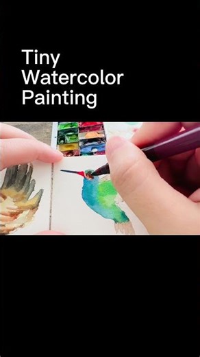 How to Paint a Hummingbird Tiny Watercolor迷你水彩Super Easy for Beginners#art #watercolor